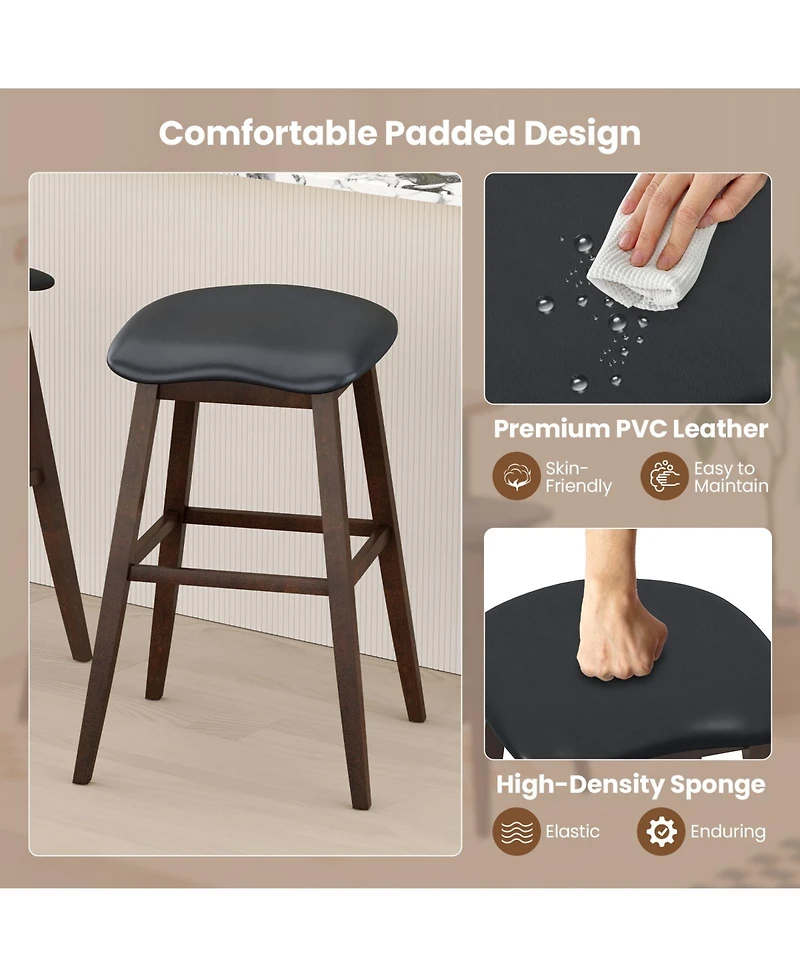 Gymax Set of 2 Swivel Bar Stools 31'' Bar Chairs w/ Padded Contoured Seat and Footrest