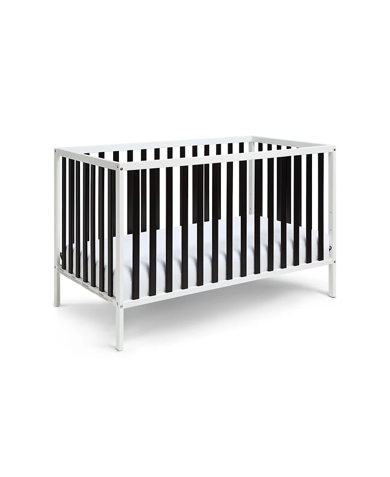 Jujabu White Black Convertible Wood Crib 3 Adjustable Mattress Heights Toddler Bed