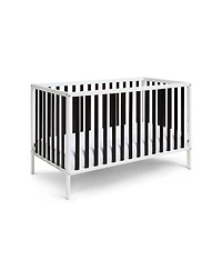 Jujabu White Black Convertible Wood Crib 3 Adjustable Mattress Heights Toddler Bed