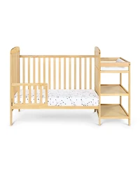 Jujabu 2 in 1 Crib and Changing Table Combo Natural Solid Wood Converts to Toddler Bed