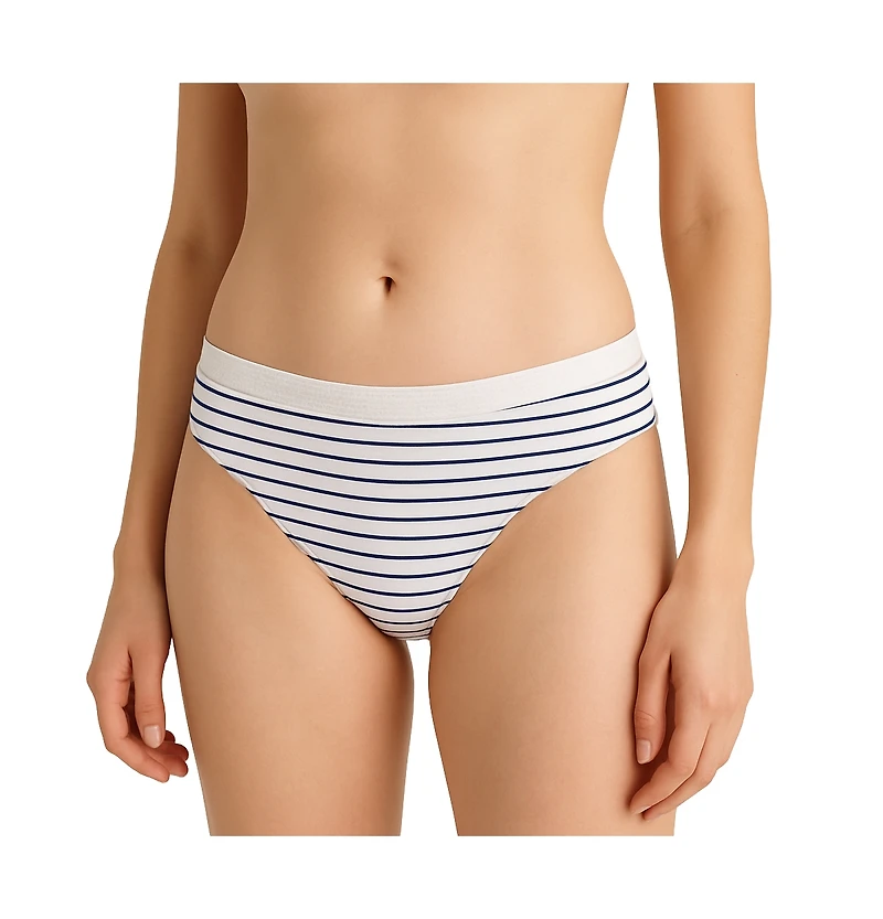 Lands' End Women's Lands Bikini Brief Cotton Comfort Seamless Basics 3 Pack Panties, Clay Bisque Pk, X-Large