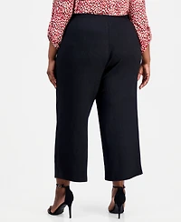 Anne Klein Plus Mid-Rise Wide-Leg Pull-On Pants