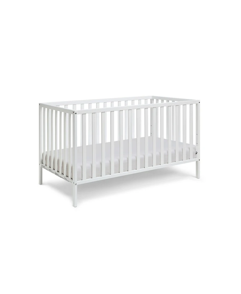 Jujabu 3 in 1 Convertible Solid Wood Island Crib White Adjustable Mattress