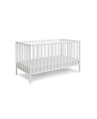 Jujabu 3 in 1 Convertible Solid Wood Island Crib White Adjustable Mattress