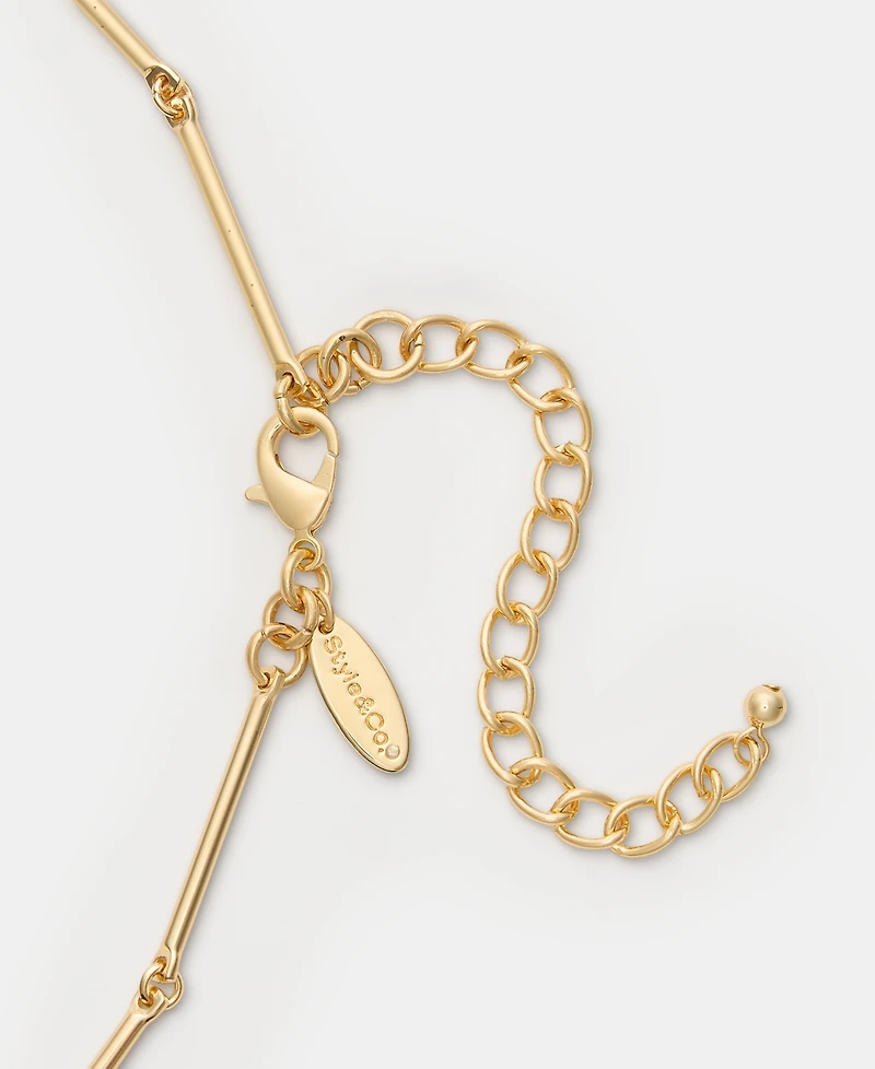 Style & Co Gold-Tone Long Disc Pendant Necklace, Macy's Exclusive