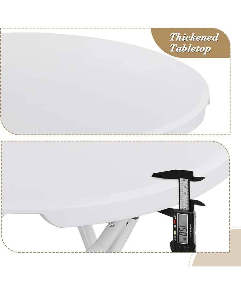 gaomon 23.6'' Cocktail Table White High Top Folding, Round Portable Bar Height Folding Table with Removable Legs Indoor Outdoor Banquet for Party