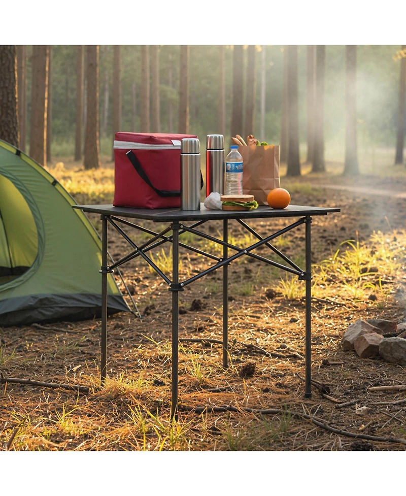 Sugift Folding Roll Up Camping Table with Sturdy Metal Legs