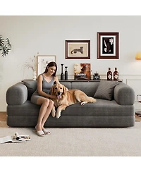 Rainsken Stylish Corduroy Sleeper Sofa Bed, 78.8" 2-Seater Convertible Loveseat, Boneless Modular Sectional with Pillow Back Support for Living R