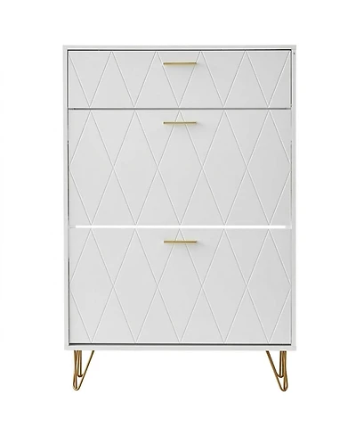 Sugift Shoe Cabinet with 3 Flip Drawers, Entryway Shoe Storage Organizer for Living Room