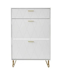 Sugift Shoe Cabinet with 3 Flip Drawers, Entryway Shoe Storage Organizer for Living Room