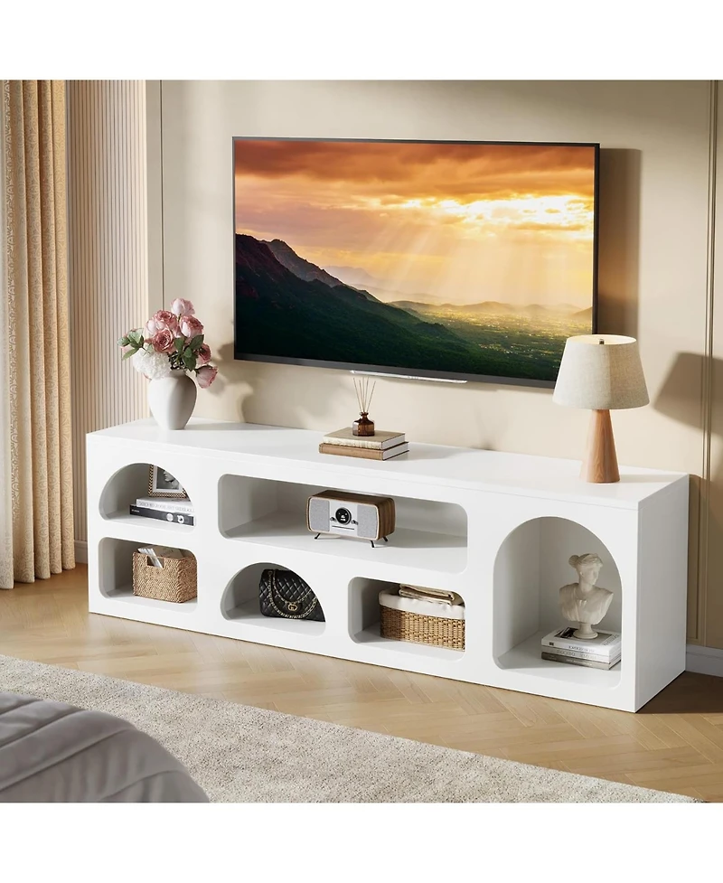 Tribesigns 63" Tv Stand for 60/65/70-Inch Tv, Modern Entertainment Center with 6 Open Storage Shelves