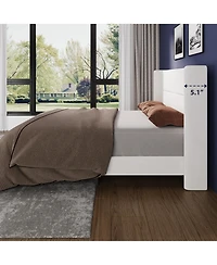 Homfan Upholstered Platform Bed Frame with Soft Headboard - Reinforced Wooden Slats