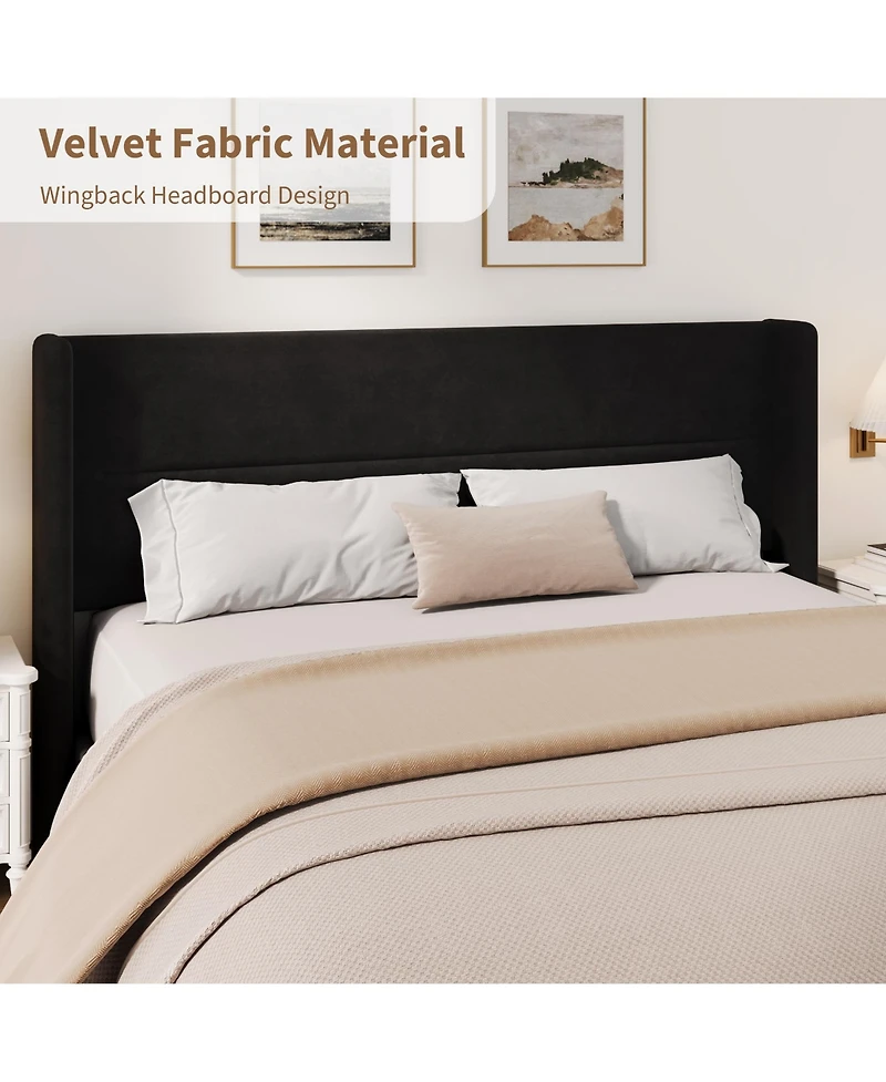 Homfan Upholstered Platform Bed Frame with Soft Headboard - Reinforced Wooden Slats