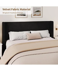 Homfan Upholstered Platform Bed Frame with Soft Headboard - Reinforced Wooden Slats