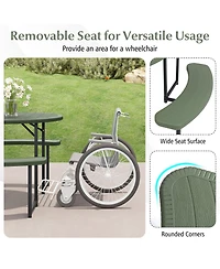 Sugift Round Picnic Table Bench Set with Four Benches and Umbrella Hole