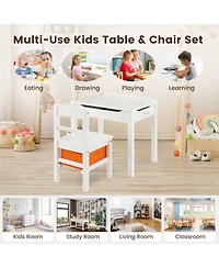 Gouun Flip-Top Kids Activity Table and Chair Set with Hidden Storage