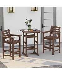 sumyeg 30-Inch Square Bar Table with Slatted Top for Patio or Poolside Dining