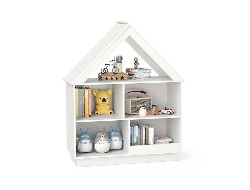 Slickblue House-Shaped 3-Tier Toy Organizer with Open Storage Shelves