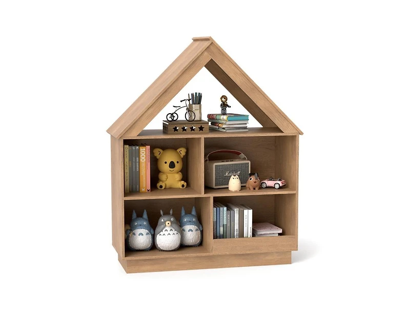 Slickblue House-Shaped 3-Tier Toy Organizer with Open Storage Shelves