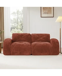 Rainsken 80" Velvet Modular Loveseat Sofa, 2-Seater Tufted Couch with 32D High-Density Sponge and Anti-Slip Bottom for Living Room