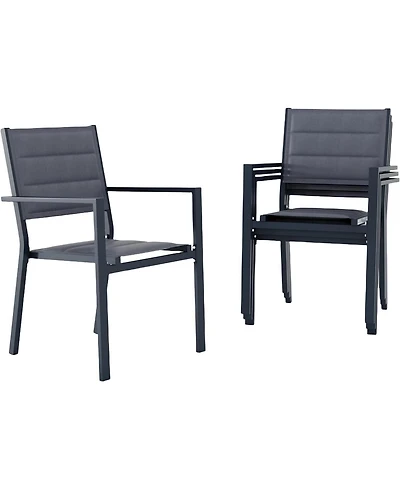 gaomon 4 Piece Aluminum Patio Stackable Dining Chairs Set, Outdoor Metal Lightweight Stacking Dining Chair with Textilene Fabric