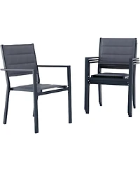 gaomon 4 Piece Aluminum Patio Stackable Dining Chairs Set, Outdoor Metal Lightweight Stacking Dining Chair with Textilene Fabric
