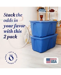 Homz 32 Gallon Standard Plastic Storage Container with Secure Lid, 2 Pack