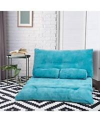 Gymax Floor Sofa Bed 6-Position Adjustable Sleeper Lounge Couch with 2 Pillows