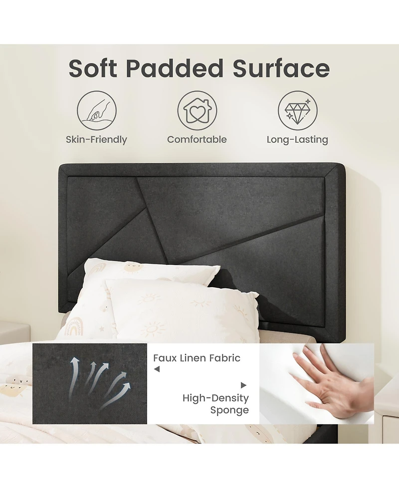 Gouun Twin Size Upholstered Platform Bed Frame with High Headboard