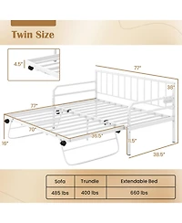 Gouun Adjustable Metal Twin Size Daybed with Charging Station and Led Light