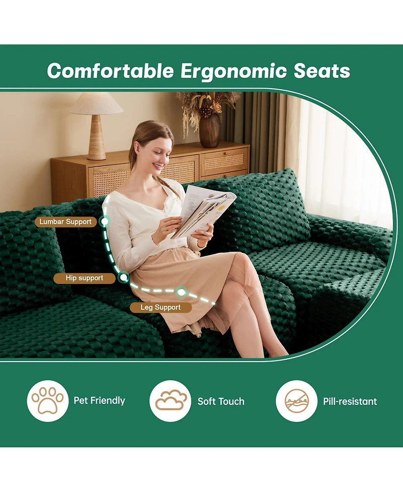 Rainsken Oversized 2-Seat Modular Sectional Sofa, 82 Inch Flannelette Fabric Couch with Deep Seating for Home Living Room