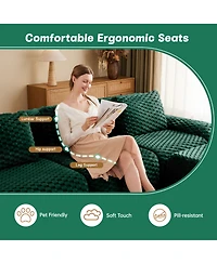 Rainsken Oversized 2-Seat Modular Sectional Sofa, 82 Inch Flannelette Fabric Couch with Deep Seating for Home Living Room