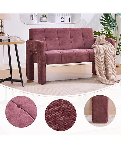 Rainsken 47" Chenille Small Loveseat Sofa, Compact 2 Seater Couch with Deep Seat and Dual Armrests, Upholstered Mini Sofa for Living Room, Apartm