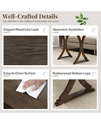 Gouun 3-Piece Nesting Coffee and Side Table Set with Solid Rubber Wood Legs