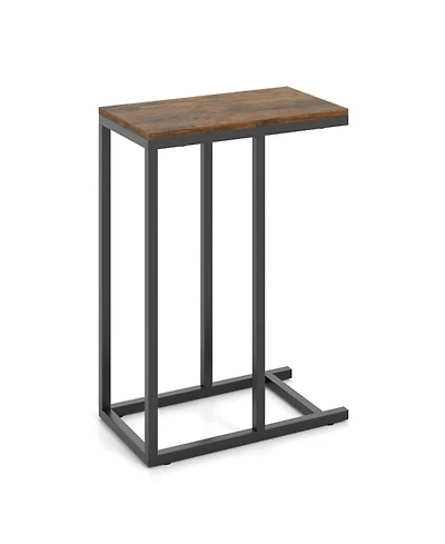Gouun C-Shaped Sofa Side Table with Heavy-Duty Metal Frame, 18 x 10 x 25 in