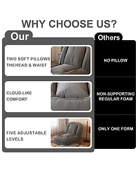 Rainsken Foldable Lazy Sofa Bed, Corduroy Upholstered Lounge Chair with 5 Adjustable Position for Living Room, Reading Room, Bedroom