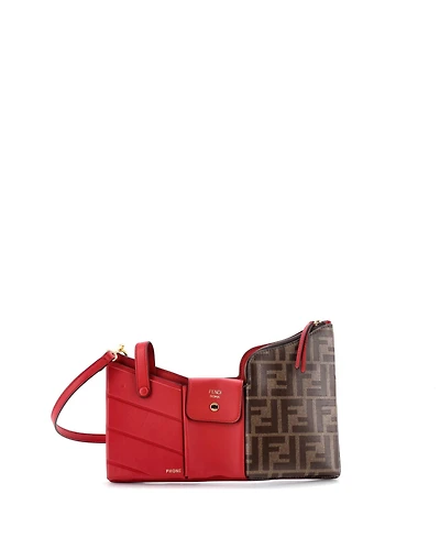 Pre-Owned Fendi Mini Bustine 3 Pockets Crossbody Bag Leather and Zucca Coated Canvas