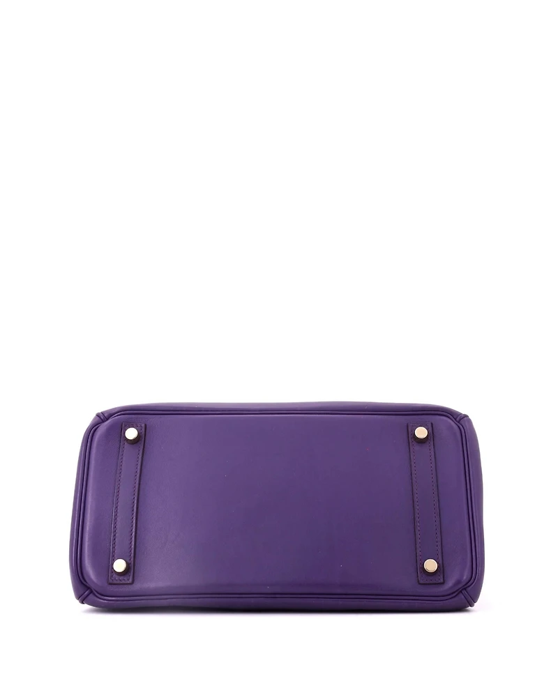 Pre-Owned HERMES Birkin 30 Handbag Purple Swift with Gold Hardware