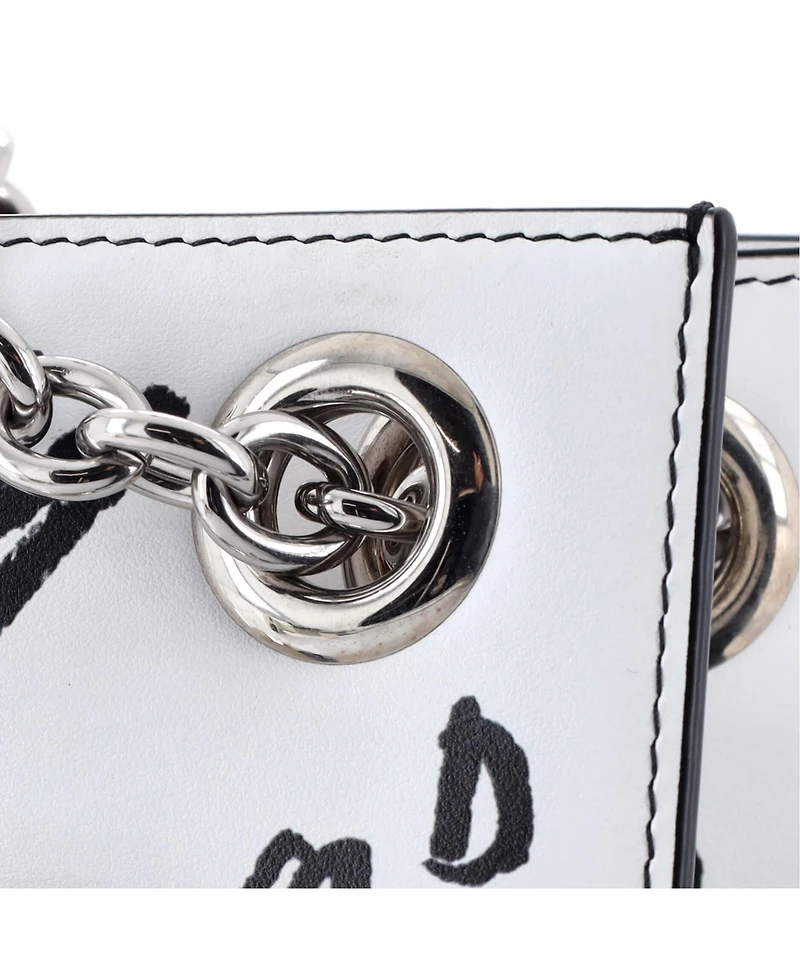 Pre-Owned Dolce & Gabbana 3.5 Chain Bucket Bag Graffiti Printed Leather