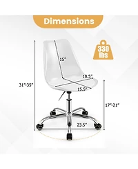 Slickblue Armless Rolling Office Chair Swivel Pu Leather Cushion Clear