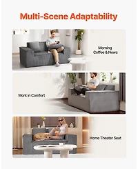 Sugift 63-Inch 2-Seat Corduroy Loveseat Sofa Couch for Living Room