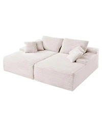 Sugift 82.7-Inch Double Chaise Corduroy Sectional Sofa with Deep Seat