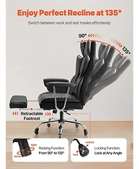 Sugift Executive Office Chair, 400lb Capacity, Ergonomic Reclining Chair with Footrest