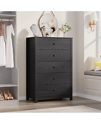 gaomon Modern 5 Drawer Wooden Dresser Chest, Tall Cabinet with Deep Storage Drawers