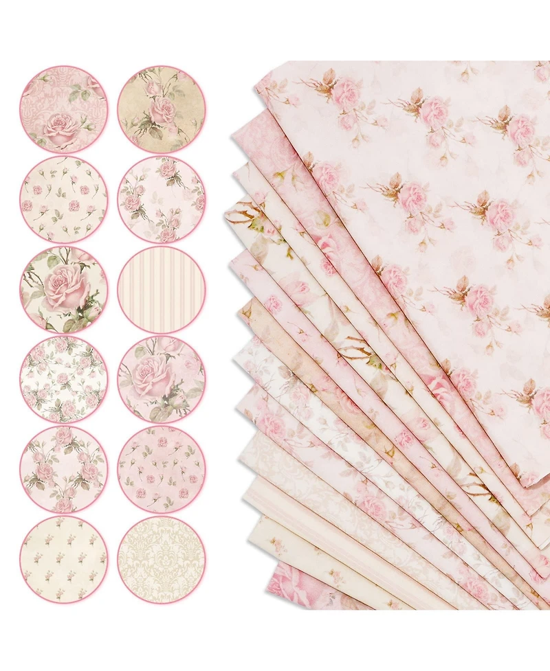 Gnuadz 12pcs 18 x 22" Spring Cotton Fat Quarters Retro Floral Printed Fabric Diy Craft