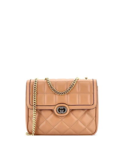 Pre-Owned Gucci Small Deco Chain Flap Bag Mixed Matelasse Leather