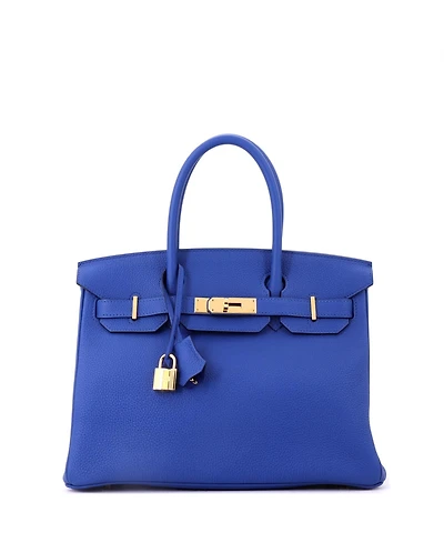 Pre-Owned HERMES Birkin 30 Handbag Blue Togo with Gold Hardware