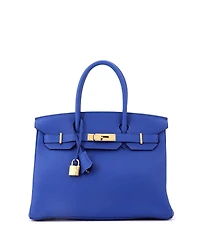 Pre-Owned HERMES Birkin 30 Handbag Blue Togo with Gold Hardware