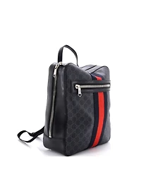 Pre-Owned Gucci Medium Web Zip Backpack Gg Coated Canvas