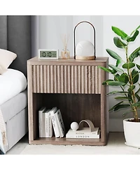 gaomon Garvee Night Stand Set of 2 with Fluted Drawer Storage End Table Mid Century Wood Night Stands Large Modern Farmhouse Nightstand for Bedroom